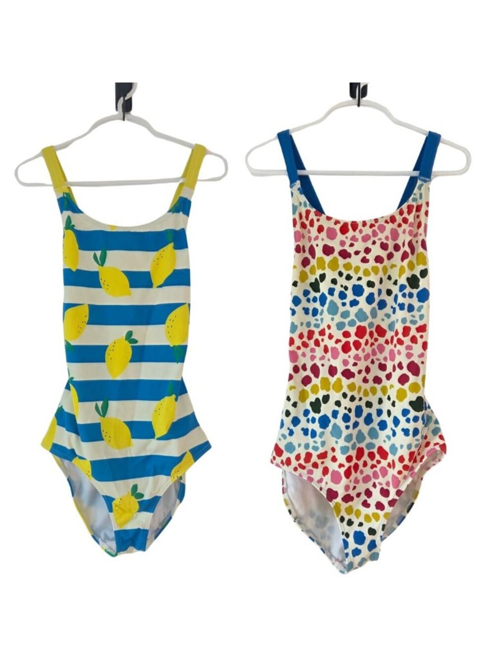 BUNDLE (2) Boden Swimsuit One-Piece Lemon Print Rainbow Print Girls 9-10